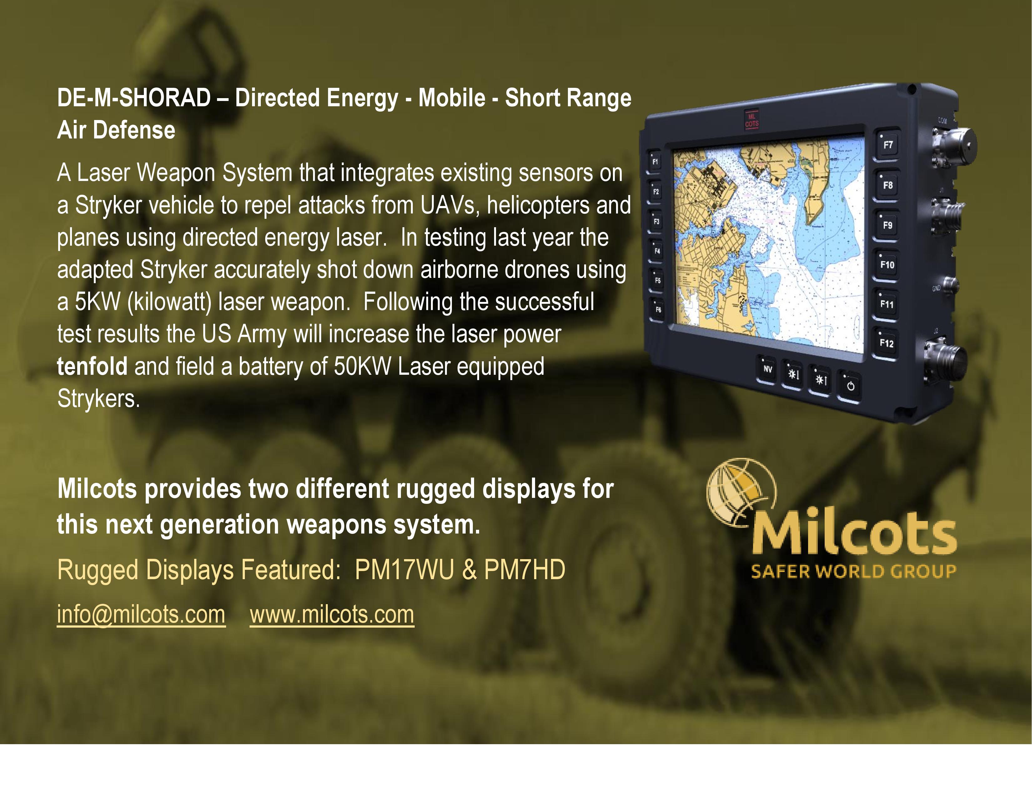 Milcots Rugged Displays on Directed Energy Weapons Program